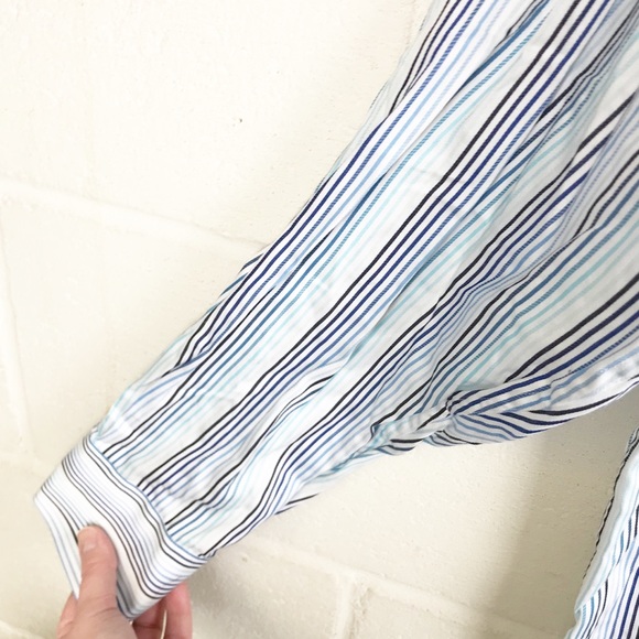 Thomas Dean 100% Pima Cotton Stripe Button Down - Picture 7 of 8